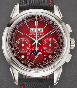 Perpetual Calendar Chronograph 5270p in Platinum on Black Fabric Strap with Red Dial