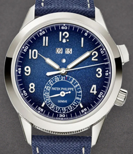 Calatrava Ref 5322G 41mm in White Gold on Blue Fabric Strap with Blue Dial