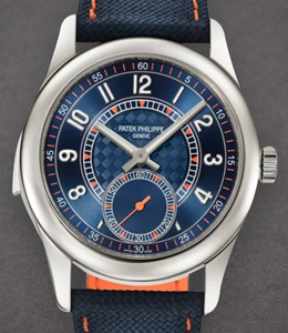7047Minute Repeater 38mm in White Gold on Blue Fabric Strap with Blue Dial