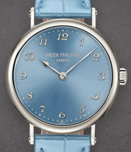 Calatrava  7200/50G-012 34.6mm in White Gold on Sky Blue Crocodile Leather Strap with Sky Blue Dial