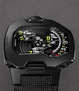 UR-120 Space Black in Black DLC Titanium on Black Fabric Strap with Black Dial