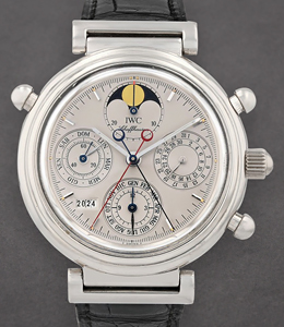 Da Vinci Perpetual Rattrapante 39mm in Platinum on Black Alligator Leather Strap with Silver Dial