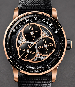 Code 11.59 Starwheel Automatic 41mm in Rose Gold on Black Textured Rubber Strap with Black Aventurine Dial
