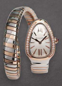 Bvlgari SP27SPG Serpenti 27mm in Steel with Rose Gold Diamond Bezel SP27SPG