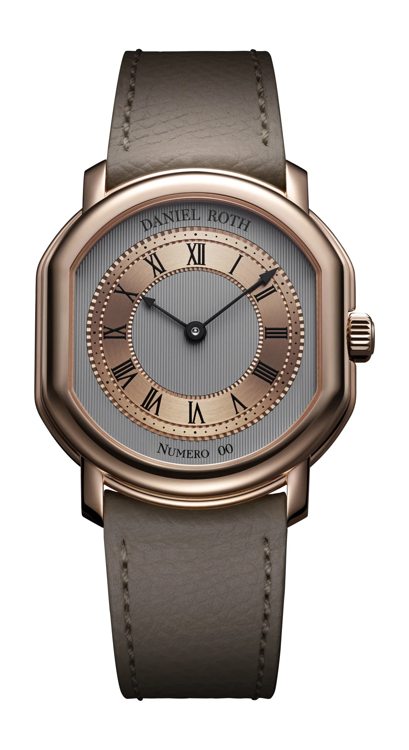 Daniel Roth Extra Plat in Rose Gold on Beige Calfskin Leather Strap with Gray Dial