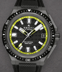 Defy Extreme Diver 42.5mm in Titanium on Black Rubber Strap with Black Dial