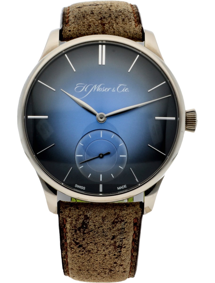 Venturer Small Seconds XL In White Gold on Kudu Leather Strap with Blue Dial