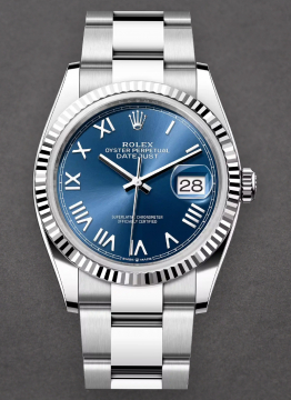 Pre-Owned Rolex 126234 Datejust 36mm in Steel with White Gold Fluted Bezel 126234