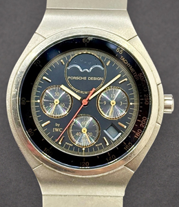 Porsche Design Moonphase Chronograph 36mm in Titanium on Titanium Bracelet with Blue Dial