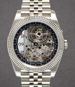 Gigi Challenge Heure Solitaire Steel on Bracelet with Skeleton Dial