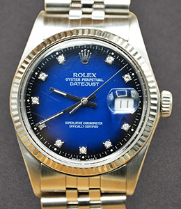 Datejust 36mm in Steel with Fluted Bezel  on Jubilee Bracelet with Blue Vignette Diamond Dial