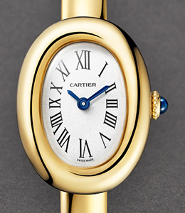 Baignoire Mini Quartz in Yellow Gold on Yellow Gold Bracelet with Silver Dial