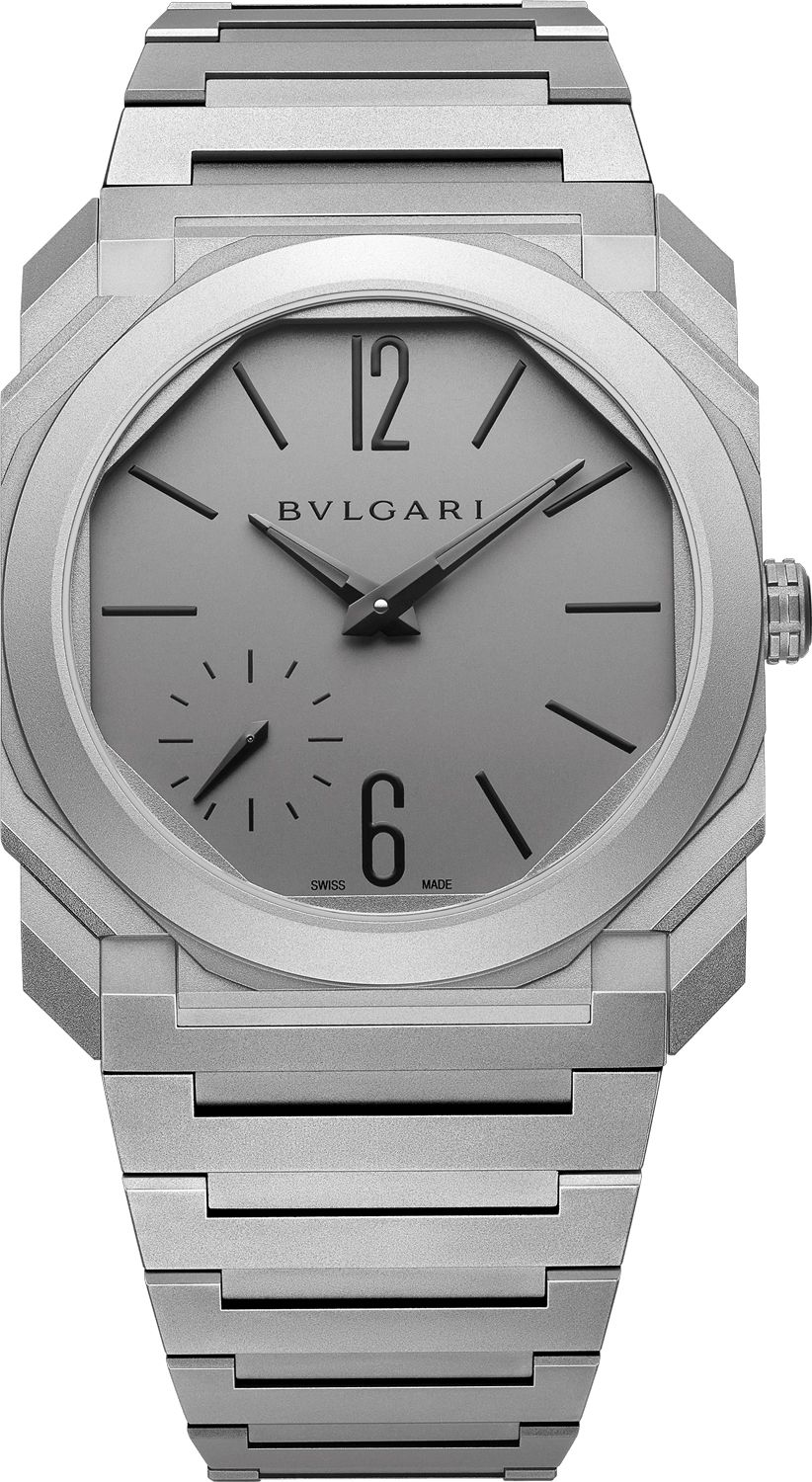 Octo Finissimo 37mm Automatic in Titanium on Titanium Bracelet with Grey Dial