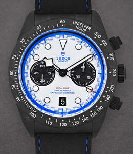Black Bay Chrono Carbon 25 in Black Carbon on Black Leather Strap with White Dial - Black Subdials