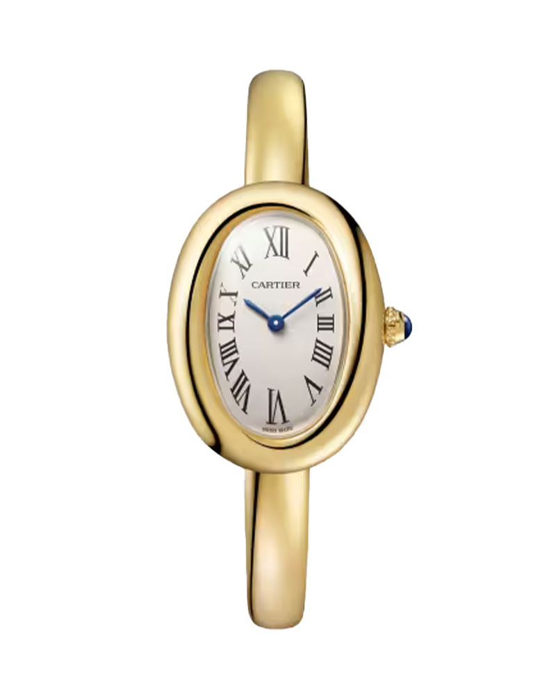 Baignoire Small Quartz in Yellow Gold on Yellow Gold Bracelet with Silver Dial