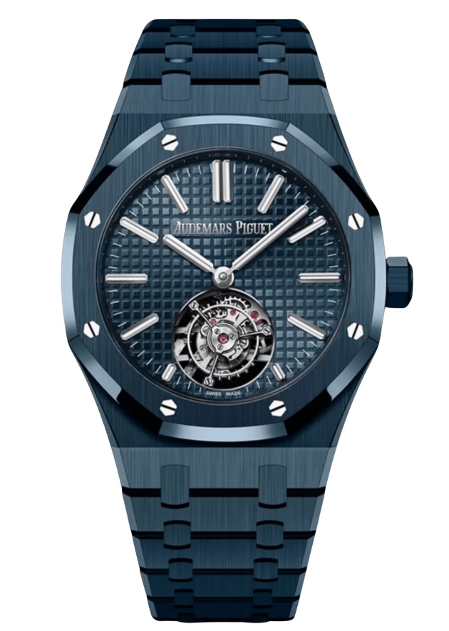 Royal Oak Flying Tourbillon 41mm in Blue Ceramic on Blue Ceramic Bracelet with Blue Dial
