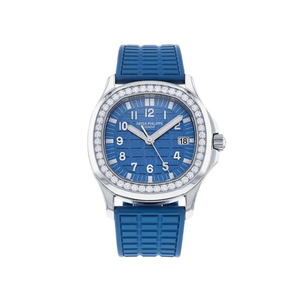 5067A Lady's Aquanaut Luce 35.6mm Quartz in Steel with Diamond Bezel on Blue Composite Strap with Blue Dial