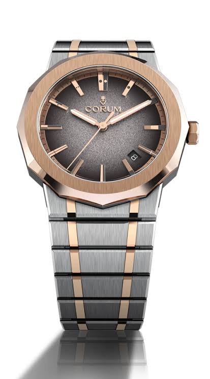Admiral 39mm in Steel with Rose Gold Bezel on Steel with Rose Gold Bracelet with Grey Dial