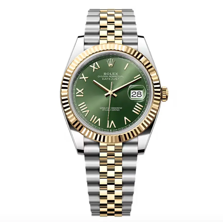 2-Tone Datejust 41mm on Jubilee Bracelet with Green Roman Dial