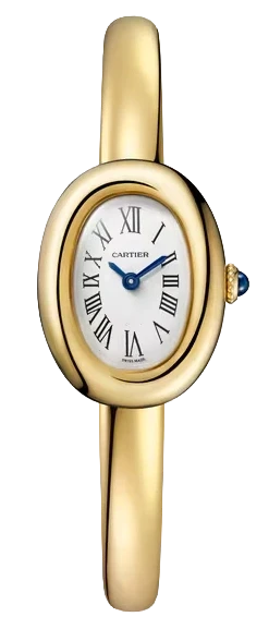 Baignoire Mini Quartz in Yellow Gold on Yellow Gold Bracelet with Silver Dial