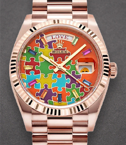 President Day-Date 36mm in Rose Gold with Fluted Bezel on President Bracelet with Emoji Puzzle Dial