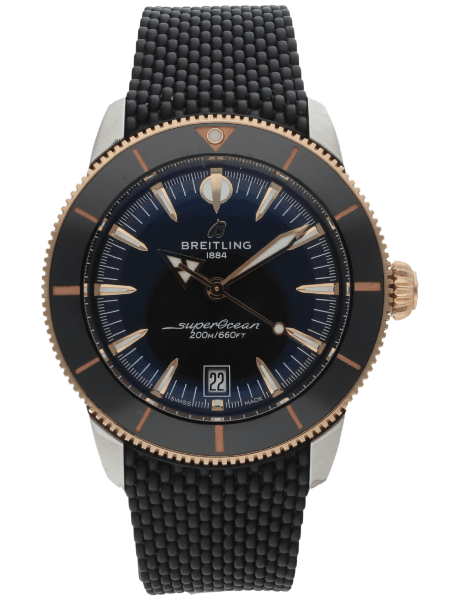 SuperOcean Heritage B31 Automatic 42mm in Steel with Rose Gold Bezel on Black Rubber Strap with Black Dial