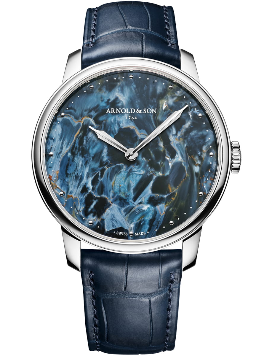 HM Pietersite 39.5mm in Steel - L.E 28 Pcs on Blue Crocodile Leather Strap with Namibian Pietersite Dial