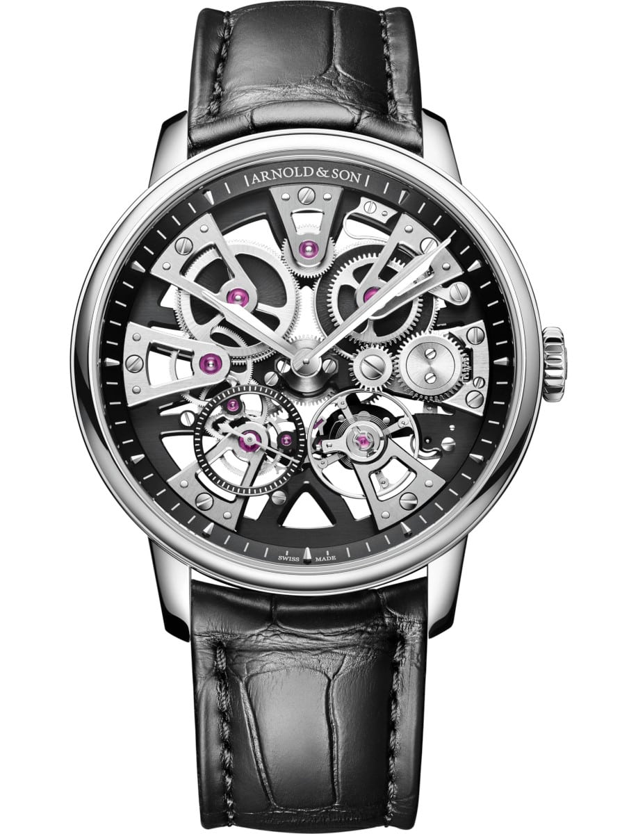 Nebula 40mm Automatic in Steel on Black Crocodile Leather Strap with Skeleton Dial
