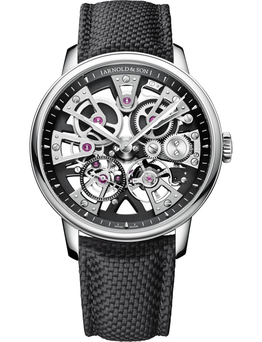 Nebula 40mm Automatic in Steel on Black Rubber Strap with Skeleton Dial