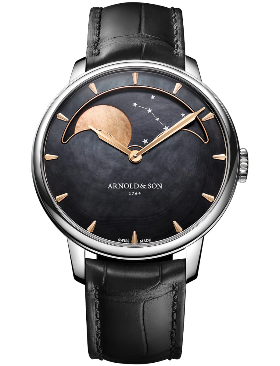 Perpetual Moon 41.5mm in Steel - L.E 18 pcs on Black Alligator Leather Strap with Black MOP Dial