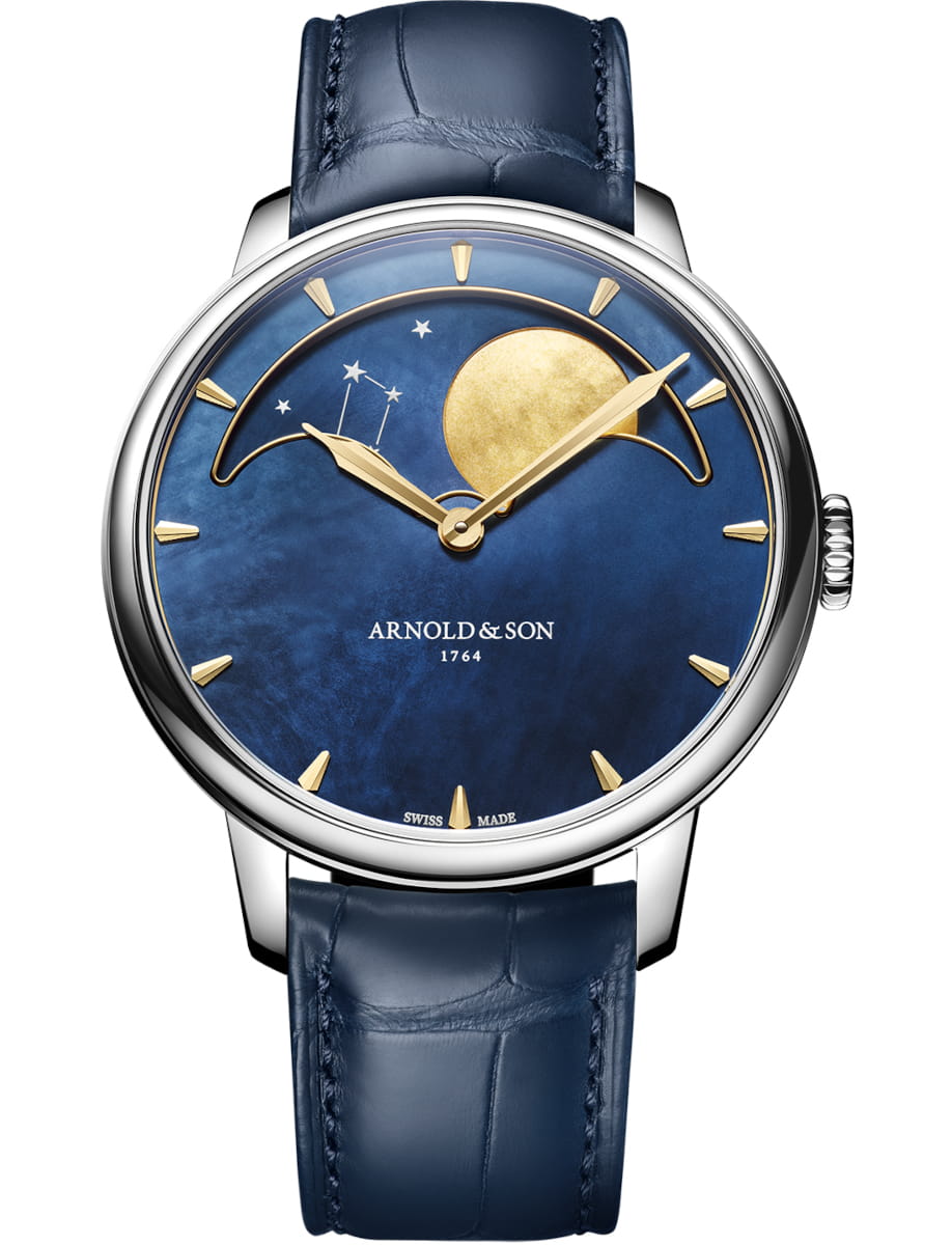 Perpetual Moon 41.5mm in Steel - L.E 18 pcs on Blue Alligator Leather Strap with Blue MOP Dial