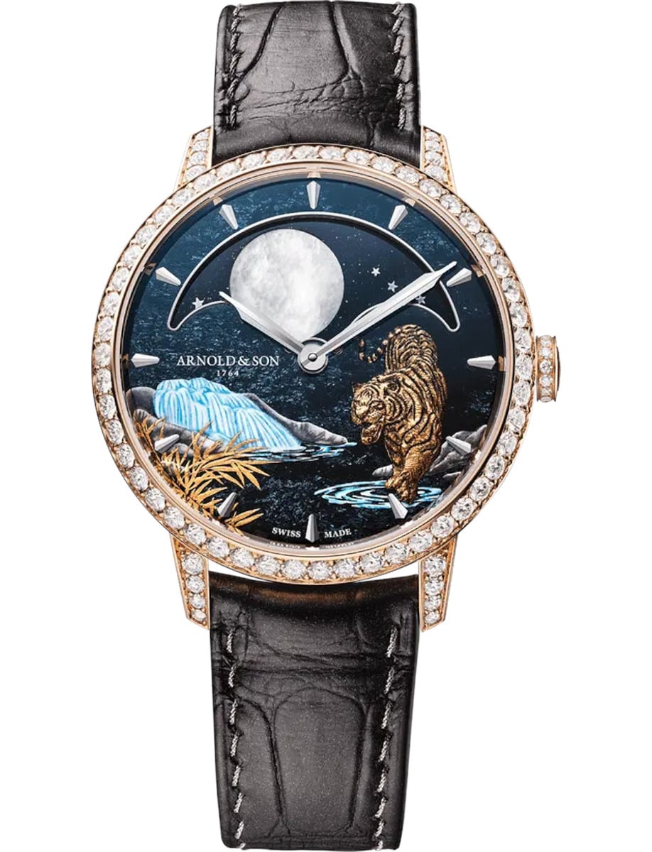 Perpetual Moon 38mm Year of the Tiger in White Gold with Diamond Bezel & Lugs on Blue Alligator Leather Strap with MOP Marquetry Dial -  L.E 18 Piece