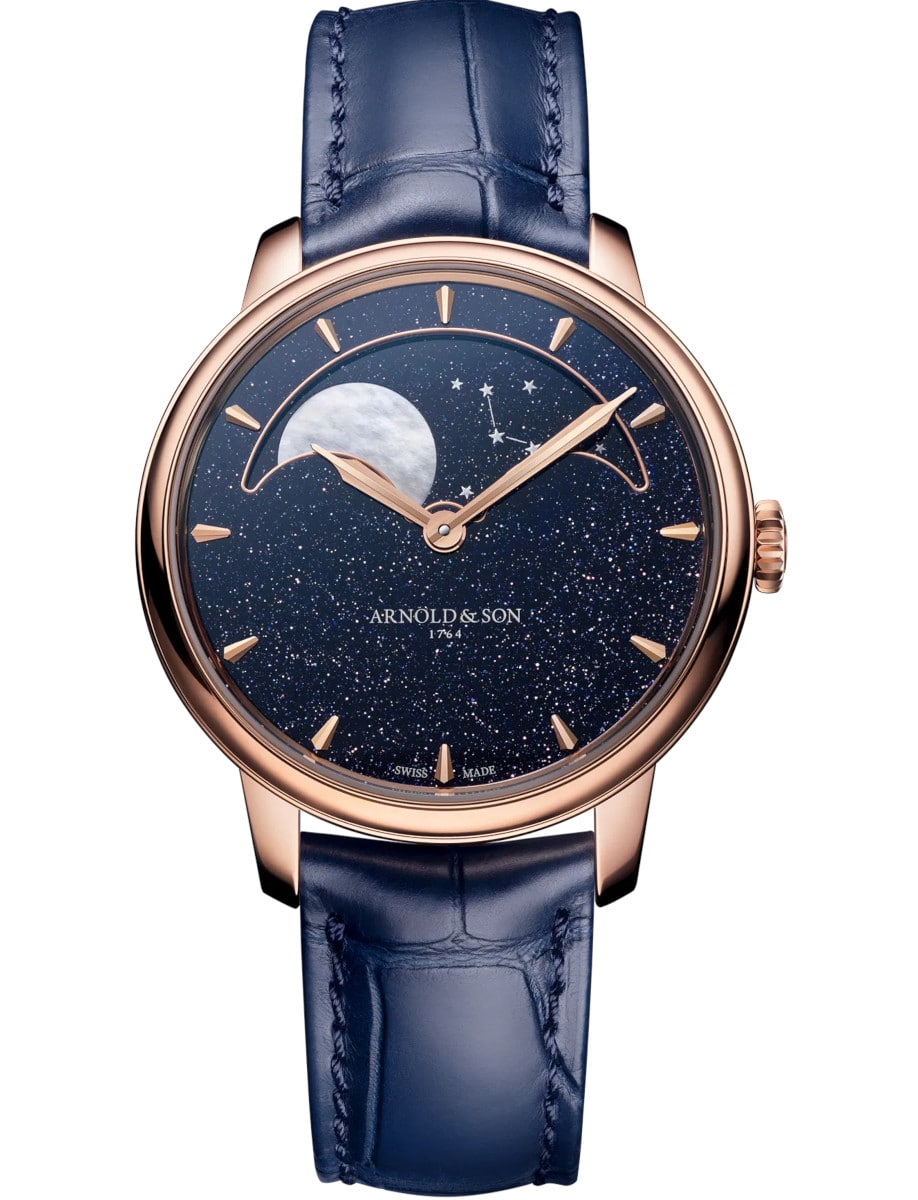 Perpetual Moon 38mm in Red Gold - L.E 88 pcs on Blue Alligator Leather Strap with Blue Aventurine Dial