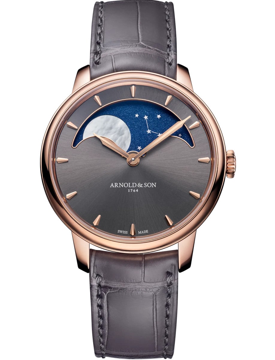 Perpetual Moon 38mm in Red Gold - L.E 28 pcs on Grey Alligator Leather Strap with Grey Dial