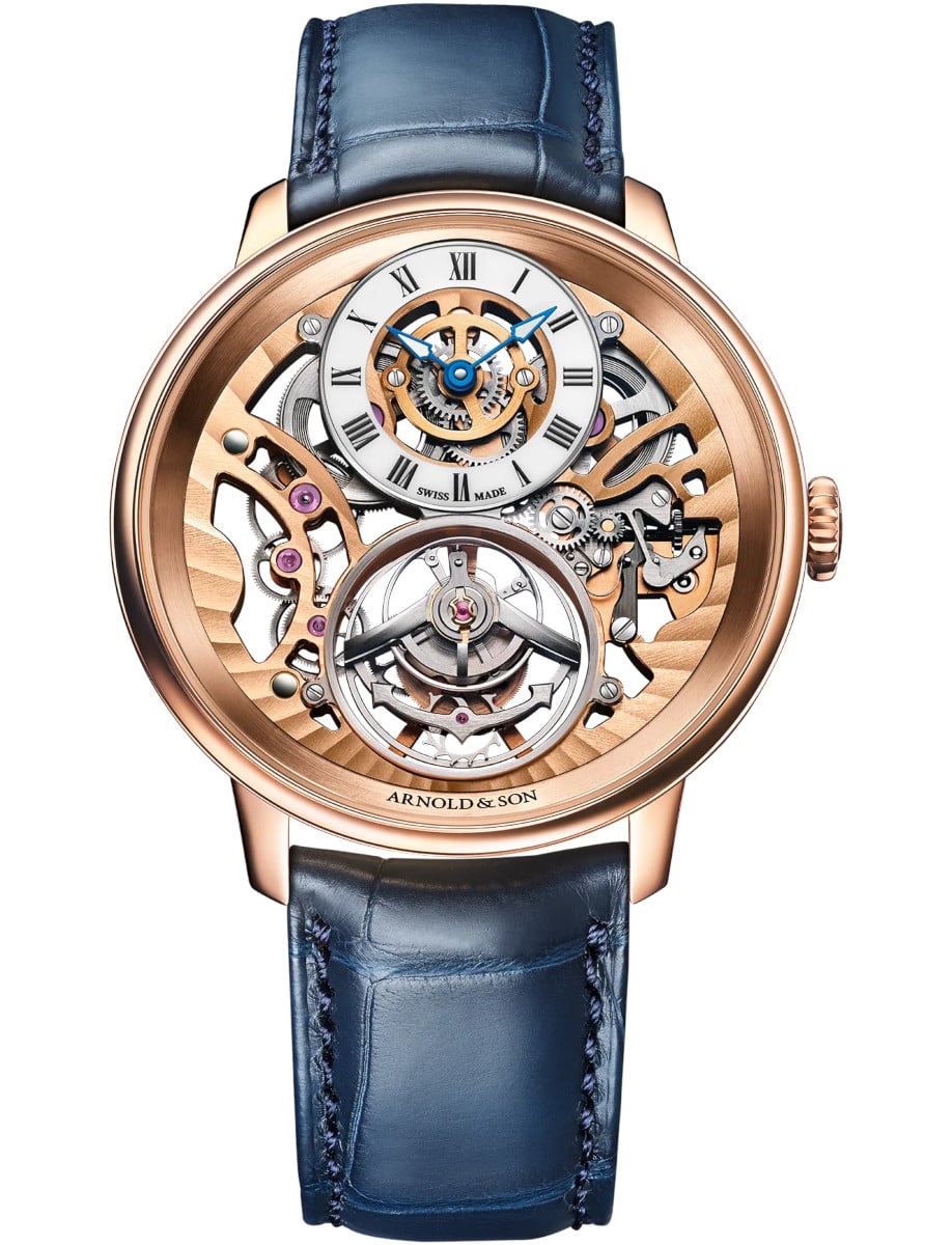 Ultrathin Tourbillon 41.5mm in Red Gold - Limited Edition 28 on Blue Alligator Leather Strap with Skeleton Dial
