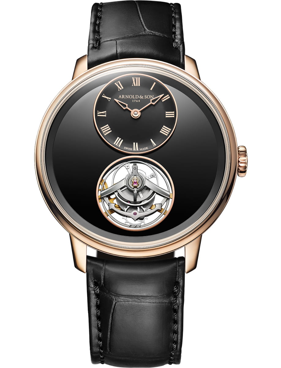 Ultrathin Tourbillon 41.5mm in Red Gold  on Black Alligator Leather Strap with Black Onyx Dial