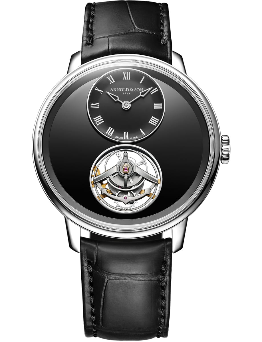 Ultrathin Tourbillon 41.5mm in Titanium on Black Alligator Leather Strap with Black Onyx Dial