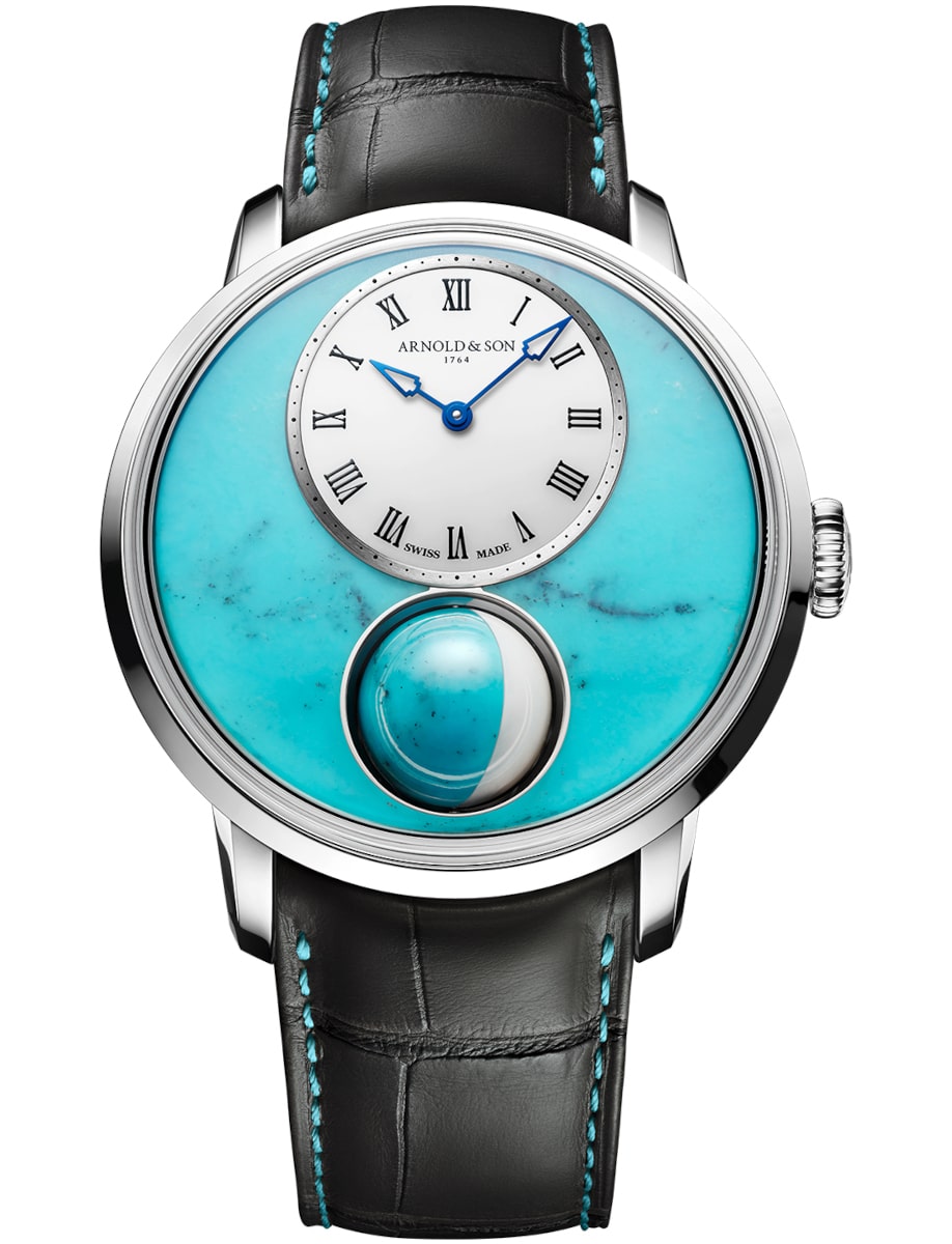 Luna Magna 44mm in Steel - L.E 18 Piece on Black Alligator Leather Strap with Turquoise Dial 
