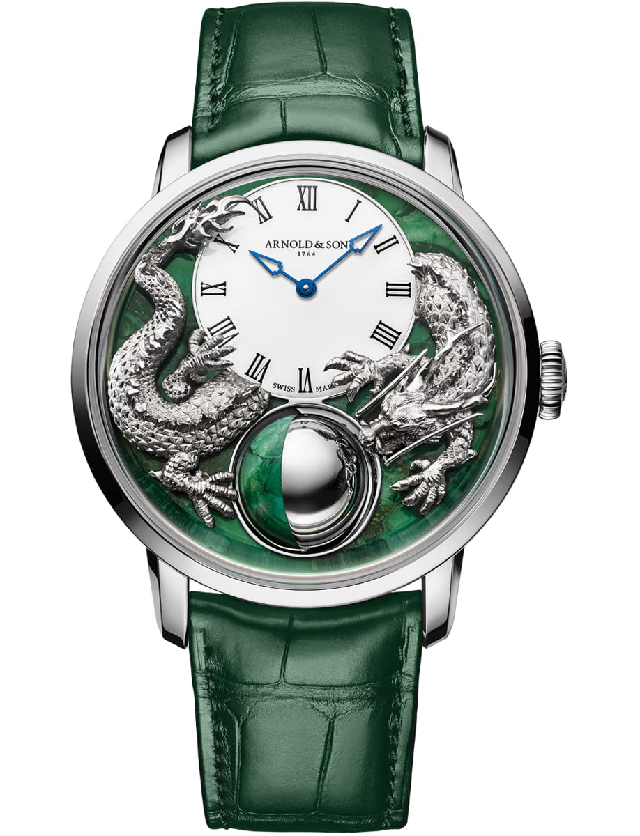 Luna Magna 44mm Dragon Edition in Platinum - L.E 8 Piece on Green Alligator Leather Strap with Green Dial