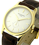Ref 5196J Calatrava in Yellow Gold on Brown Leather Strap with White Opaline Dial