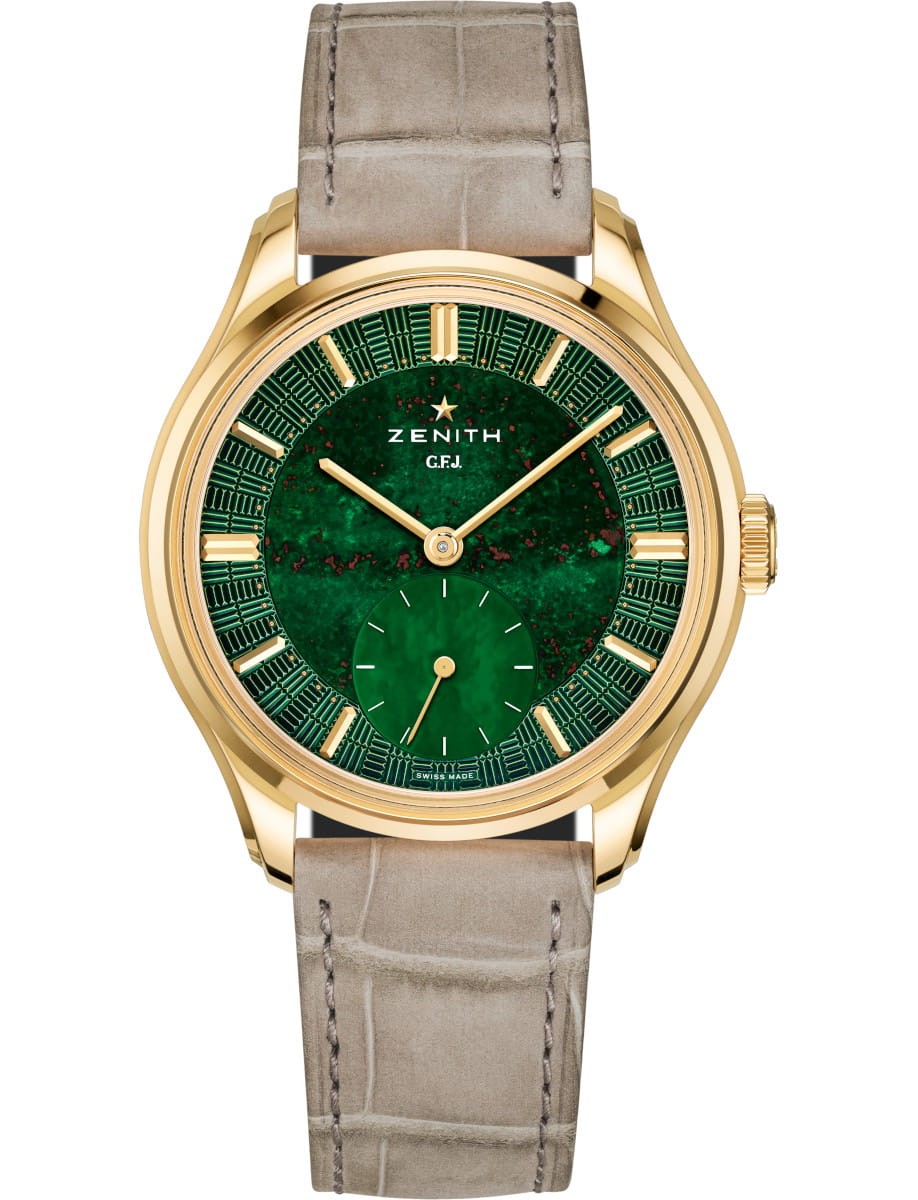 G.F.J. Bloodstone 39.15mm in Yellow Gold - Limited Edition of 161pcs on Beige Alligator Leather Strap with Dark Green Dial