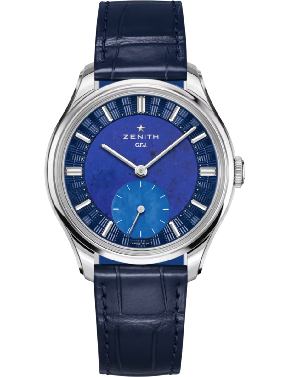 G.F.J. 39mm in Platinum - Limited Edition of 160pcs on Blue Alligator Leather Strap with Blue Lapis Lazuli Dial
