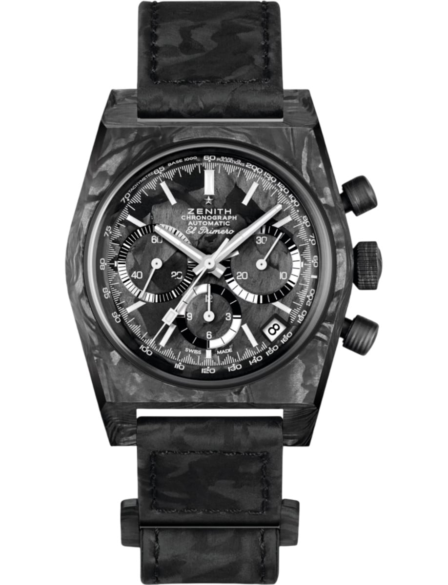 Chronomaster Revival 37mm Automatic in Black Carbon - Limited to 150 on Black Embossed Leather Strao with Black Carbon Dial