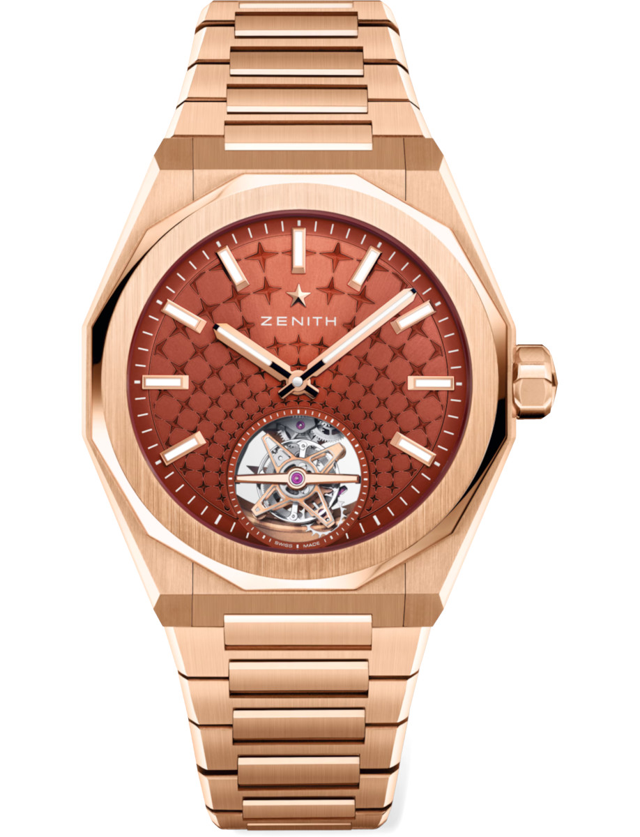 Defy Skyline Tourbillon 41mm in Rose Gold on Rose Gold Bracelet with Red Brick Dial