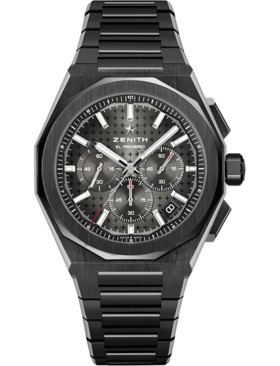 Defy Skyline Chronograph 42mm in Black Ceramic on Black Ceramic Bracelet with Gradient Grey Dial