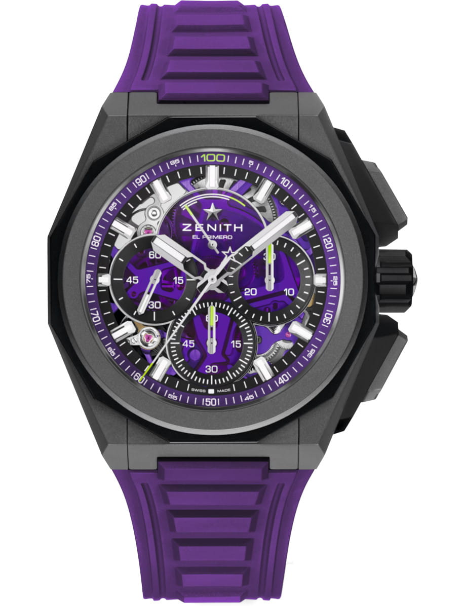 Defy Extreme 45mm in Microblasted Titanium on Purple Rubber Strap with Violet Dial