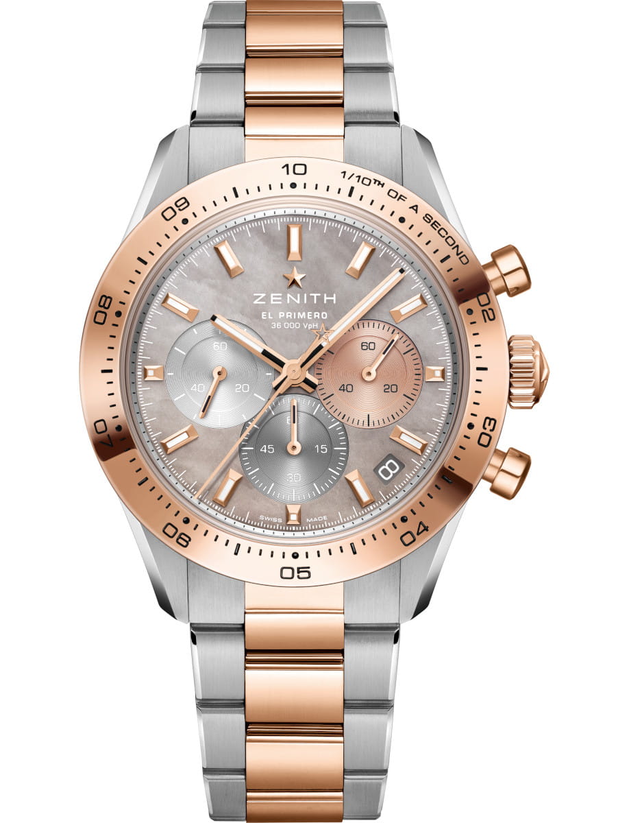 Chronomaster Sport 41mm in Steel with Rose Gold Bezel on Steel and Rose Gold Bracelet with MOP Dial