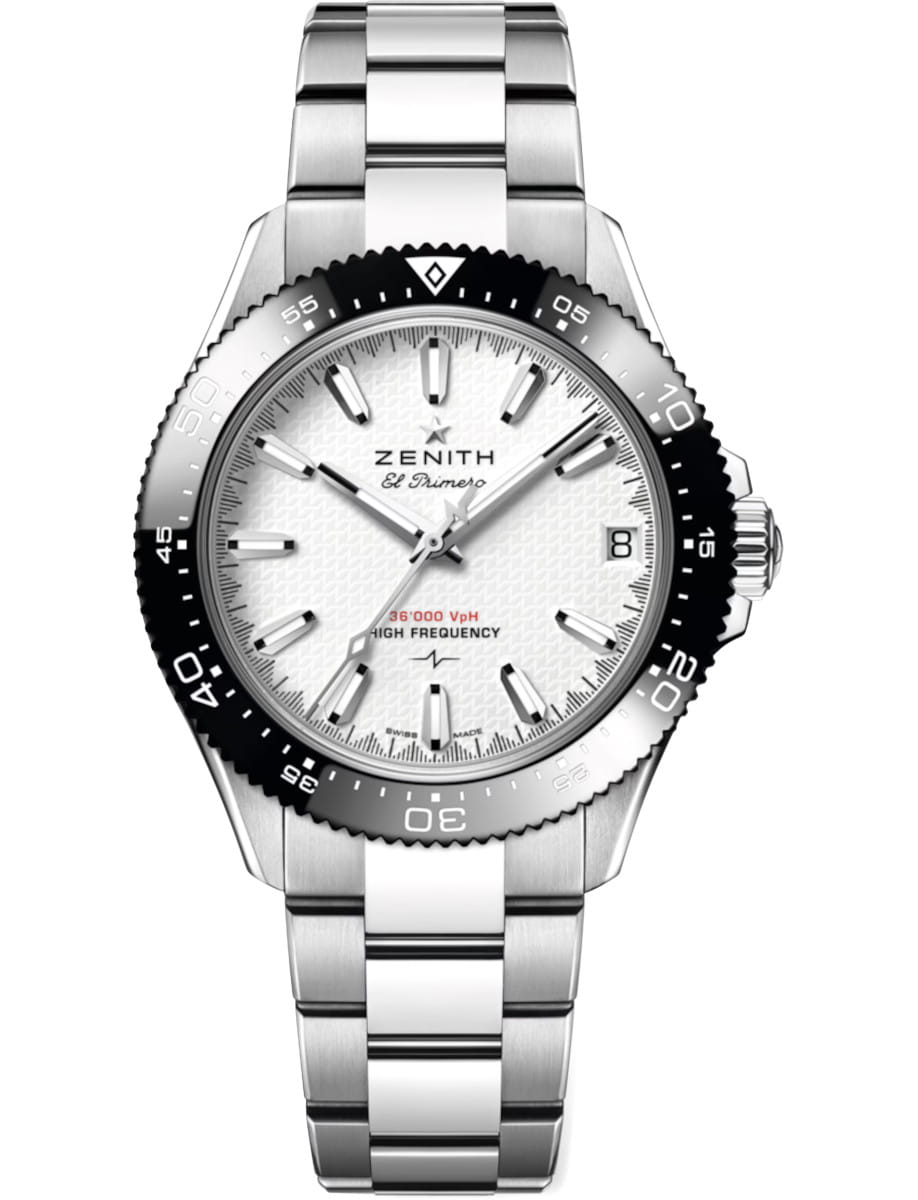 Chronomaster Solo Sport 40mm in Steel with Black Ceramic Bezel on Steel Bracelet with White Dial