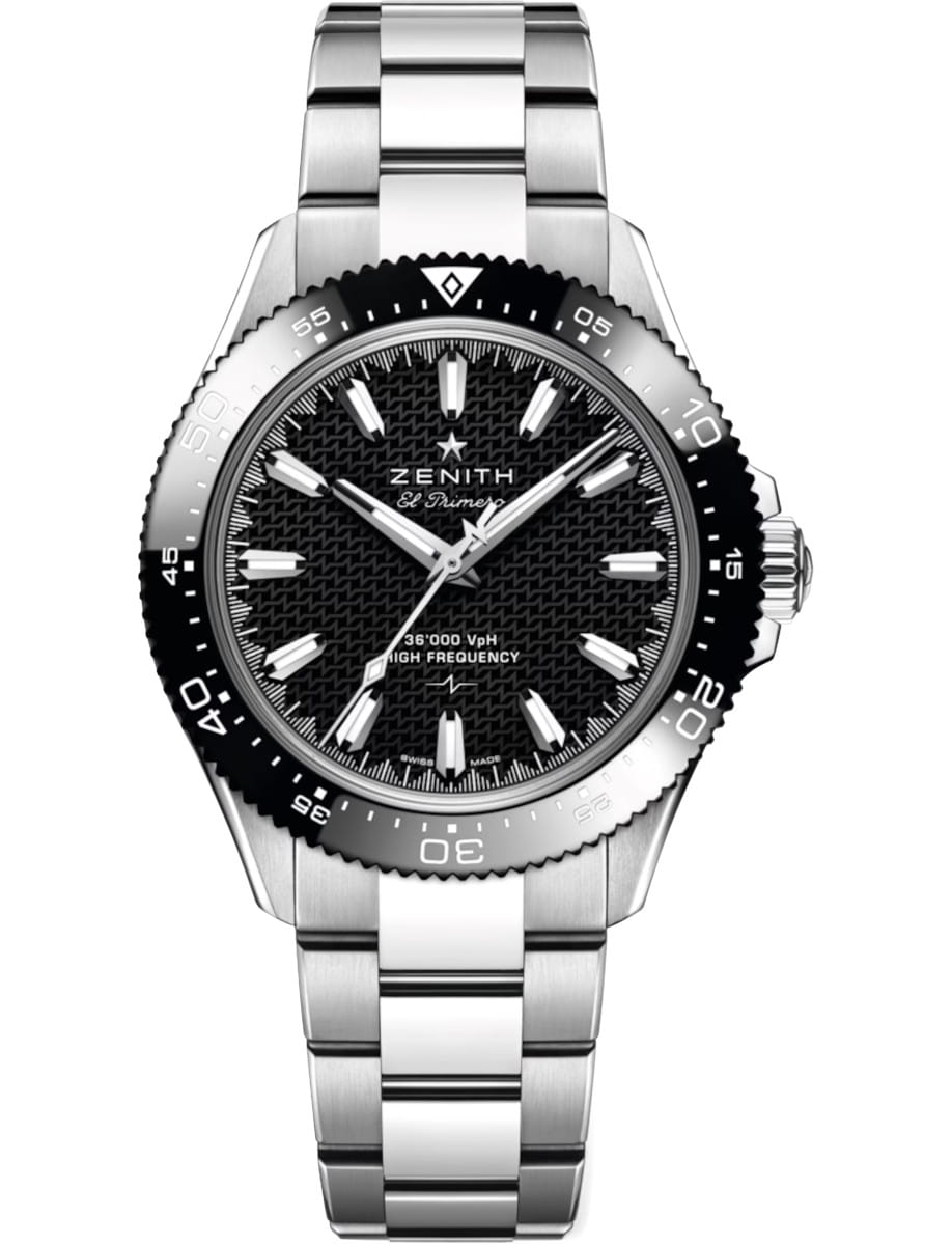 Chronomaster Solo Sport 40mm in Steel with Black Ceramic Bezel on Steel Bracelet with Black Dial