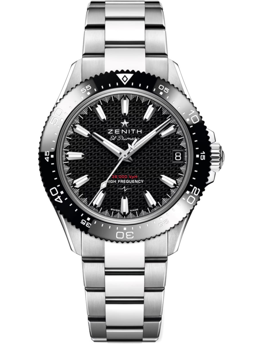 Chronomaster Solo Sport 40mm in Steel with Black Ceramic Bezel on Steel Bracelet with Black Dial